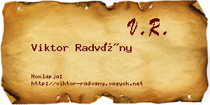 Viktor Radvány névjegykártya